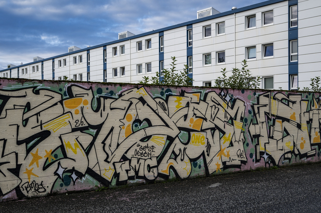Reykjavik (Iceland), murals in the working-class neighbourhood of Fellahverfi, east of the historic centre. Built in the 1970s, Fellahverfi is a neighbourhood of large blocks of flats, home to many immigrant families, where the average income is among the lowest in the city. At the local school, 85 per cent of pupils are multilingual, and the most commonly spoken languages are Arabic, Polish and Filipino.